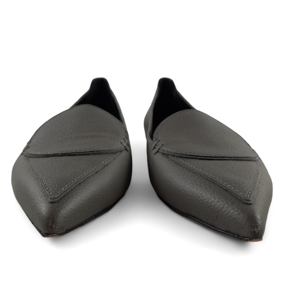 M. GEMI Italy Pointed Pebble Leather Gray Flats Slip On Loafers Flats 37 7 - Picture 3 of 14